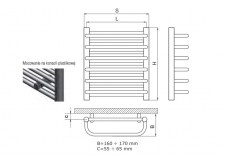 Rysunek techniczny grzejnika A/M firmy Radeco - 1060 x 385 miedziany