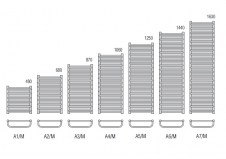 Schematy wymiarów grzejnika A/M firmy Radeco - 1440 x 535