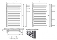 Rysunek techniczny Radeco - 680 x 385 miedziany - dodatkowe profile grzewcze