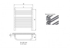 Rysunek techniczny grzejnika A/U firmy Radeco - 1060 x 435 miedziany