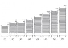 Schematy wymiarów grzejnika A firmy Radeco - 1630 x 385