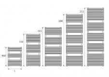 Schematy grzejnika Aristocrat - 1160 x 500 - stal nierdzewna szczotkowana