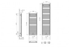 Rysunek techniczny grzejnika Bathline BB - 1186 x 500