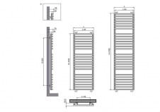 Rysunek techniczny grzejnika Bathline BC - 1345 x 500