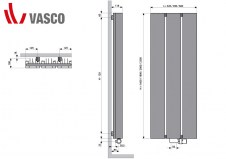 Rysunek techniczny grzejnika Beams Vasco - 1800 x 320