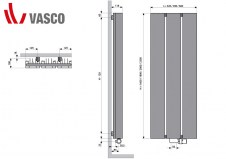 Rysunek techniczny grzejnika Beams Vasco - 2000 x 490