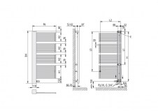 Rysunek techniczny grzejnika Credo-Half - 1466 x 460