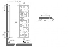 Rysunek techniczny grzejnika Crossroads - 2000 x 600