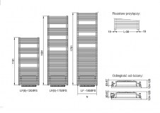 Rysunek techniczny grzejnika Forma - 1226 x 496 - elektryczny