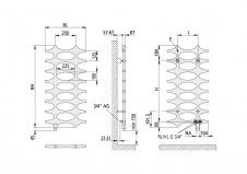 Rysunek techniczny grzejnika Ideos-V o szerokości 758mm - Ideos 1883 x 508