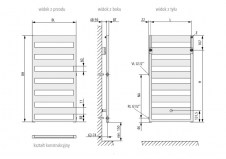 Rysunek techniczny grzejnika Casteo D - CTN1D150050-K