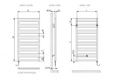 Rysunek techniczny grzejnika Casteo E - CTE10120050-K