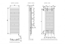 Rysunek techniczny grzejnika Tabeo E - TBE10180050--XK