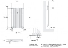 Rysunek techniczny grzejnika Kleo - 1500 x 231 - 1-warstwowy