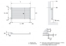 Rysunek techniczny poziomego grzejnika Kleo - 429 x 1000 - 1-warstwowy