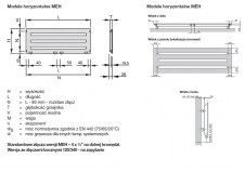 Rysunek techniczny grzejnika Metropolitan Horizontal - 385 x 1600