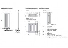 Rysunek techniczny grzejnika Metropolitan Vertical - 2000 x 595