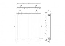 Rysunek techniczny grzejnika Piano Pion - 1220 x 1016