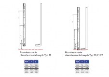 Rozmieszczenie otworów montażowych w grzejniku Plain ART Vertical - PAV2216000300