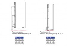 Rozmieszczenie otworów montażowych w grzejniku Plain ART Vertical - PAV2216000400