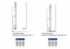 Rozmieszczenie mocowań w grzejniku Plain Vertical - PV1116000300