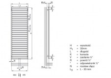 Grzejnik Quaro rys. tech. - 1403 x 300 - grzejnik chromowany