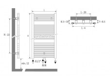 Rysunek techniczny grzejnika Sani Basic - 1320 x 600