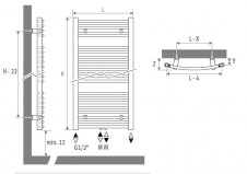 Rysunek techniczny grzejnika Sani Bow - 1320 x 500