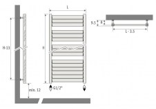 Rysunek techniczny grzejnika Sani Louver - 1190 x 1000