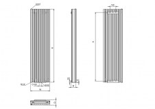 Rysunek techniczny grzejnika Santos Plus STP - STP0376180014P081000