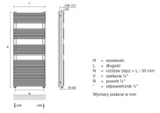 Grzejnik Sfera rys. tech. - 1255 x 498 - grzejnik chromowany