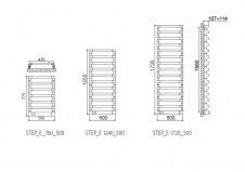 Rysunek techniczny grzejnika Step E - SEL050-T-