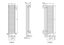 Grzejnik Subway rys. tech. - Subway 1261 x 450 - grzejnik chromowany