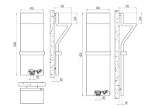 Rysunek techniczny grzejnika Tratto - Tratto 1600 x 450 - z podświetleniem