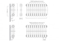 Rysunek techniczny grzejnika Tubus 2 - TUB2-100-22