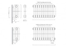 Rysunek techniczny grzejnika Tubus 3 - TUB3-150-05