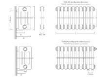 Rysunek techniczny grzejnika Tubus 4 - TUB4-100-22