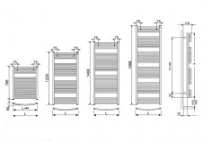 Rysunek techniczny grzejnika Virando Bow i Virando Bow Chrom - 1226 x 493